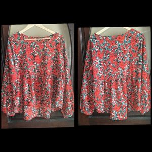 SHEIN XL floral red baby doll type top